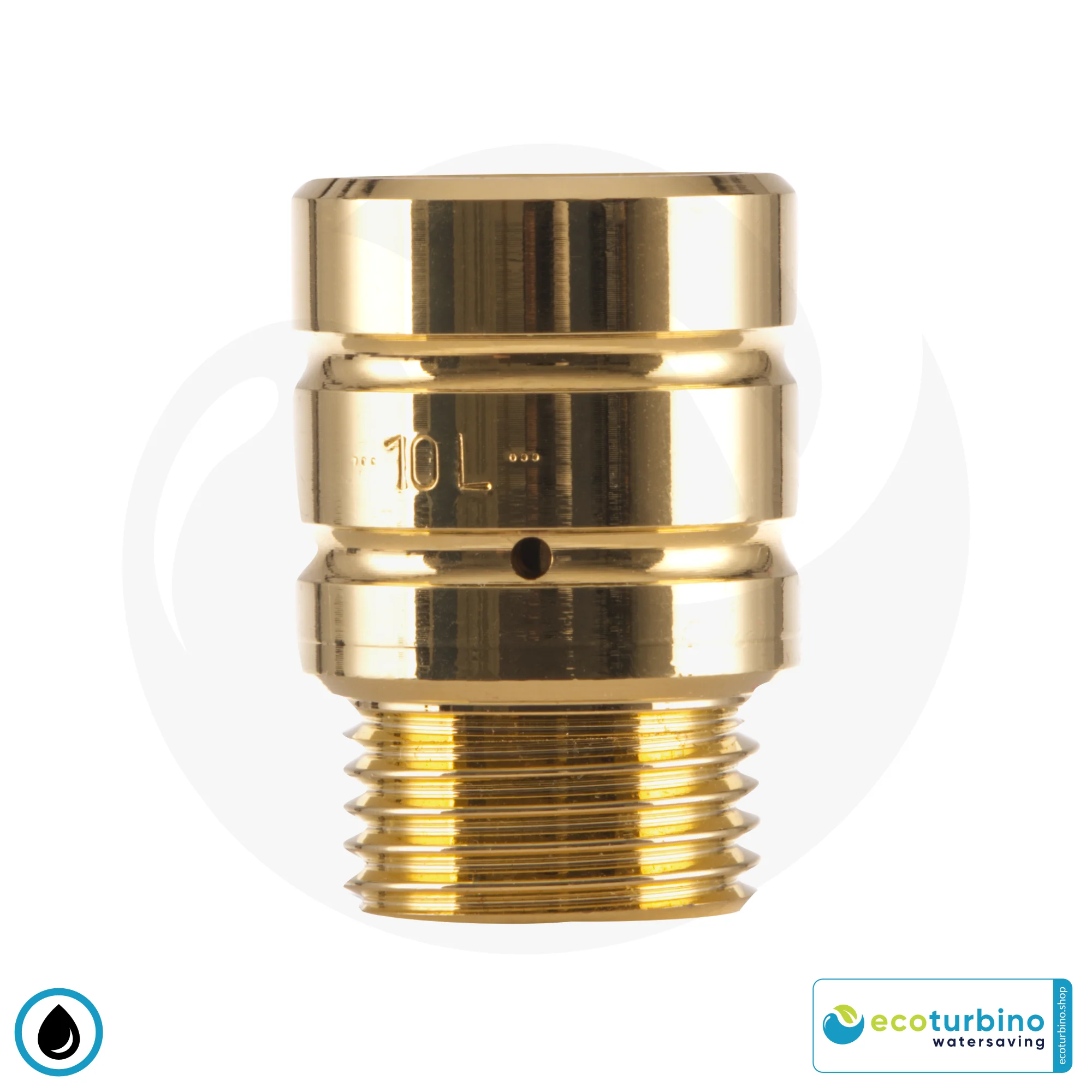 ecoturbino® ET10L Wasserspar Duschadapter | Wasser sparen und Energie (Strom) sparen | bis zu 40% Kosten reduzieren beim Duschen + Duschkopf entleeren | gold