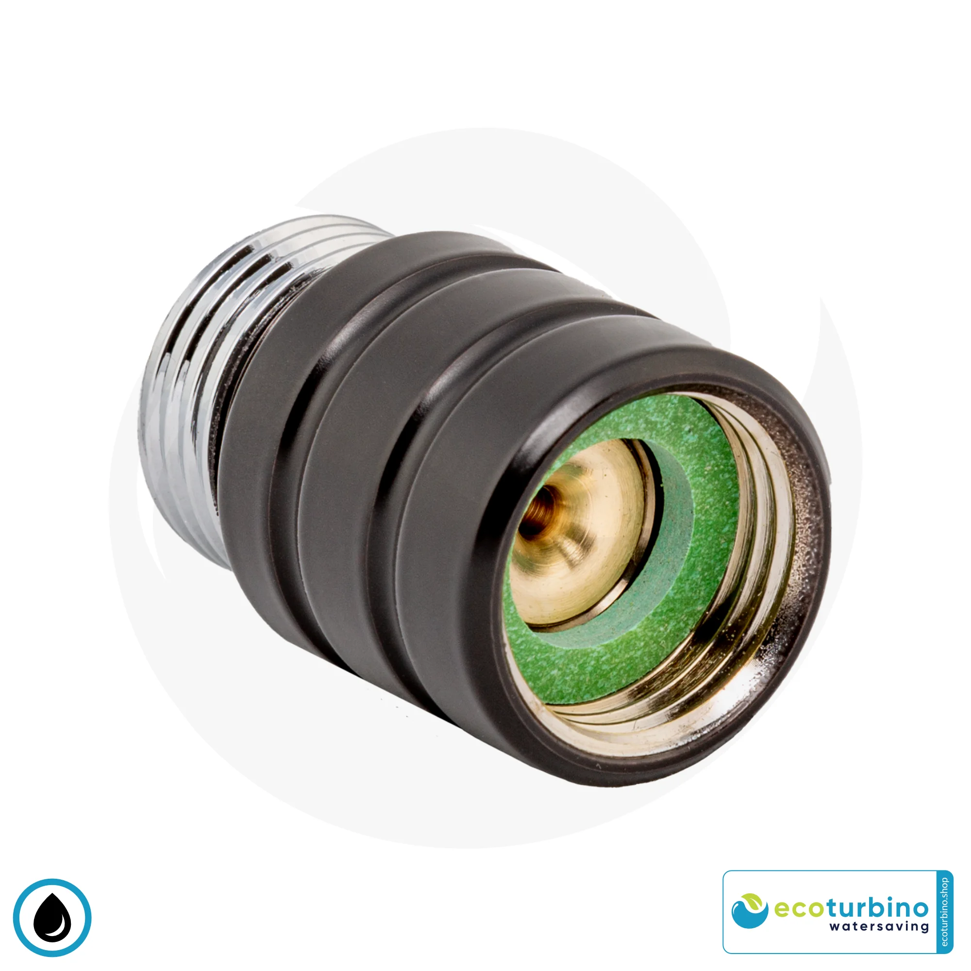ecoturbino® ET10L Wasserspar Duschadapter | Wasser sparen und Energie (Strom) sparen | bis zu 40% Kosten reduzieren beim Duschen + Duschkopf entleeren | schwarz