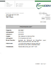 Legionellenfilter Zertifikat riva Filter