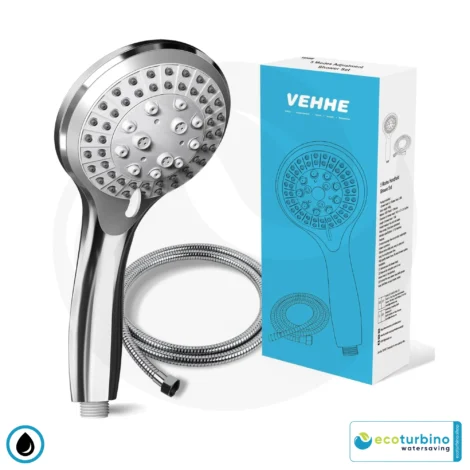 VEHHE Duschkopf mit 1,5m Edelstahlschlauch - Wassersparend mit Hochdruck