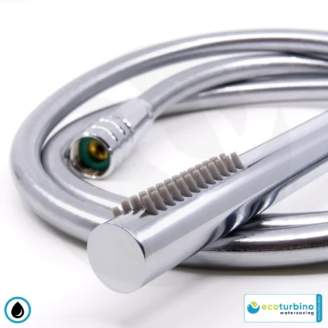 Duschbrause DELUXE S SET Silber | Wasserspar Adapter + Brauseschlauch + DESIGN Stabdusche | ecoturbino®