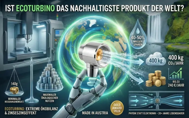 Das nachhaltigste Produkt der Welt | ecoturbino KI Check - Wasser und Energie sparen in Duschen
