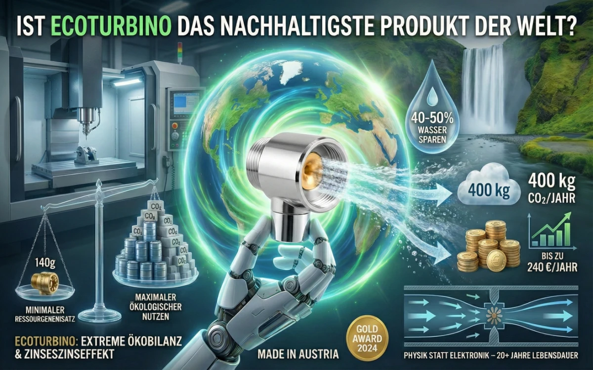 Das nachhaltigste Produkt der Welt | ecoturbino KI Check - Wasser und Energie sparen in Duschen